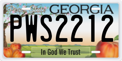 GA license plate PWS2212