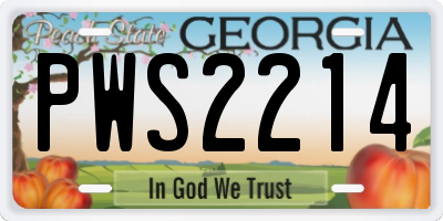 GA license plate PWS2214