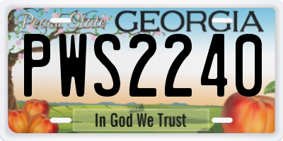 GA license plate PWS2240