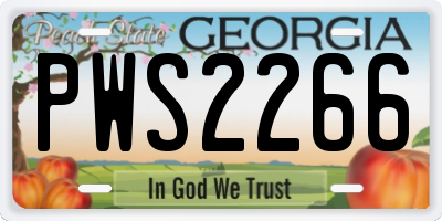 GA license plate PWS2266