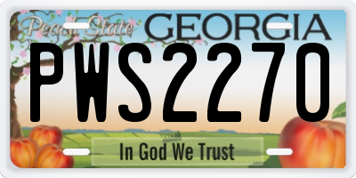GA license plate PWS2270