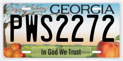 GA license plate PWS2272