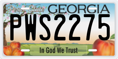 GA license plate PWS2275