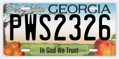 GA license plate PWS2326