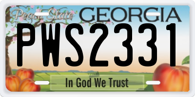 GA license plate PWS2331