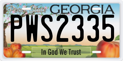 GA license plate PWS2335