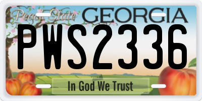 GA license plate PWS2336
