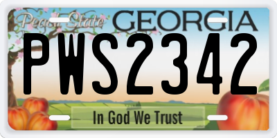 GA license plate PWS2342