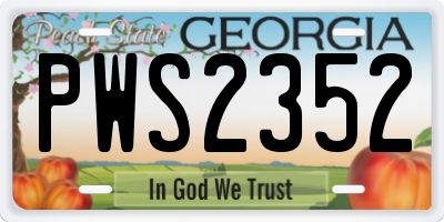 GA license plate PWS2352