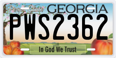 GA license plate PWS2362