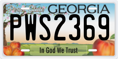 GA license plate PWS2369