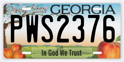 GA license plate PWS2376