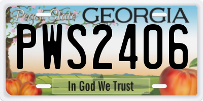 GA license plate PWS2406