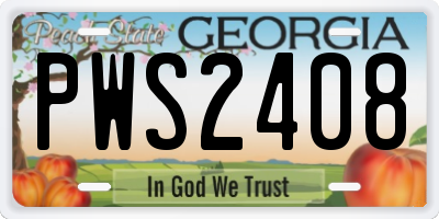 GA license plate PWS2408
