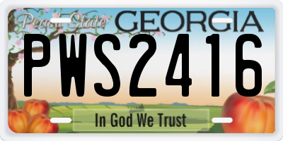 GA license plate PWS2416