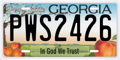 GA license plate PWS2426