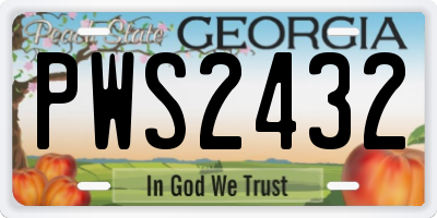 GA license plate PWS2432