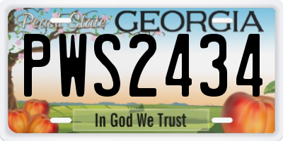 GA license plate PWS2434