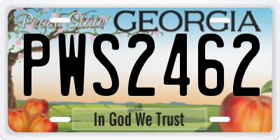 GA license plate PWS2462