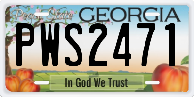 GA license plate PWS2471