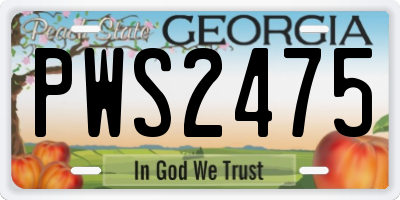 GA license plate PWS2475
