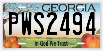 GA license plate PWS2494