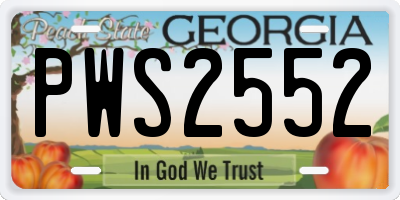GA license plate PWS2552
