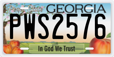 GA license plate PWS2576