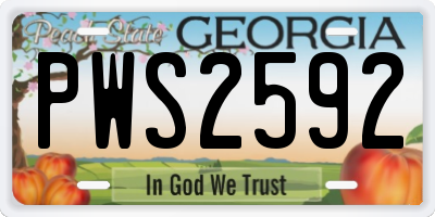 GA license plate PWS2592