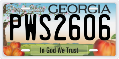 GA license plate PWS2606