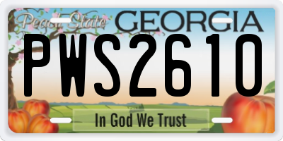 GA license plate PWS2610