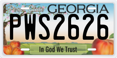 GA license plate PWS2626