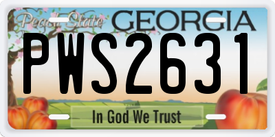 GA license plate PWS2631