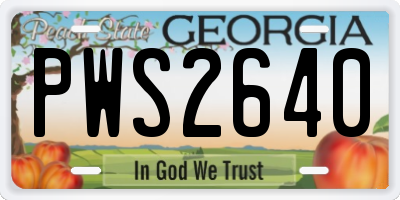GA license plate PWS2640