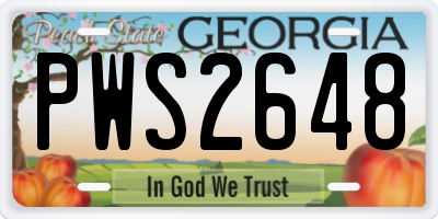 GA license plate PWS2648