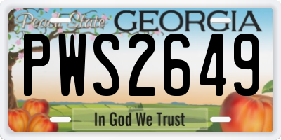 GA license plate PWS2649