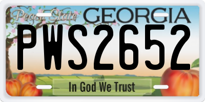 GA license plate PWS2652