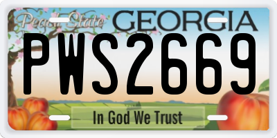 GA license plate PWS2669
