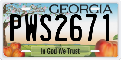 GA license plate PWS2671
