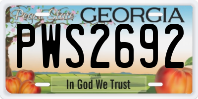 GA license plate PWS2692