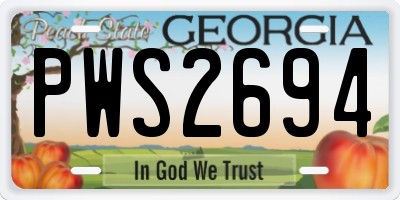 GA license plate PWS2694