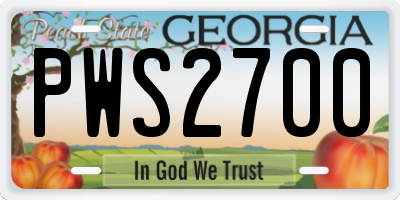 GA license plate PWS2700