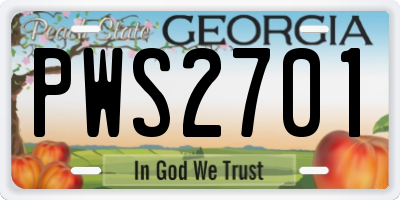 GA license plate PWS2701