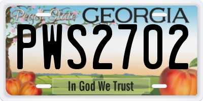 GA license plate PWS2702