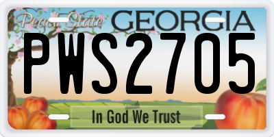 GA license plate PWS2705