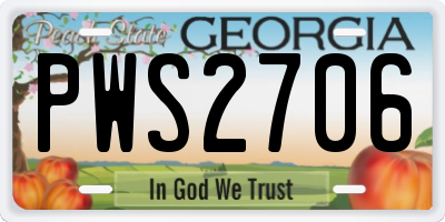 GA license plate PWS2706