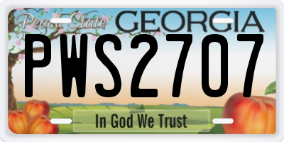 GA license plate PWS2707