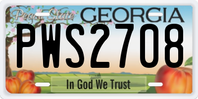 GA license plate PWS2708