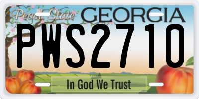 GA license plate PWS2710