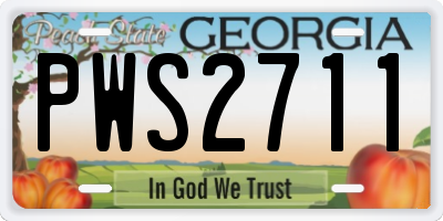GA license plate PWS2711